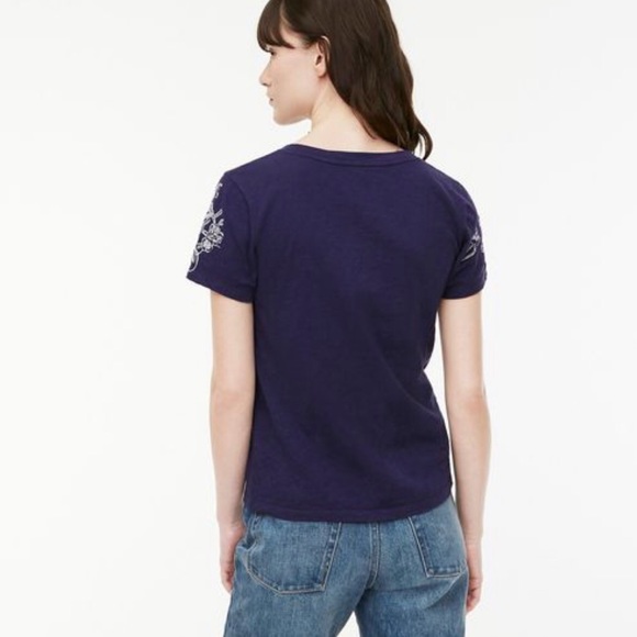 J.Crew Embroidered Nautical Navy Tee - Picture 2 of 7